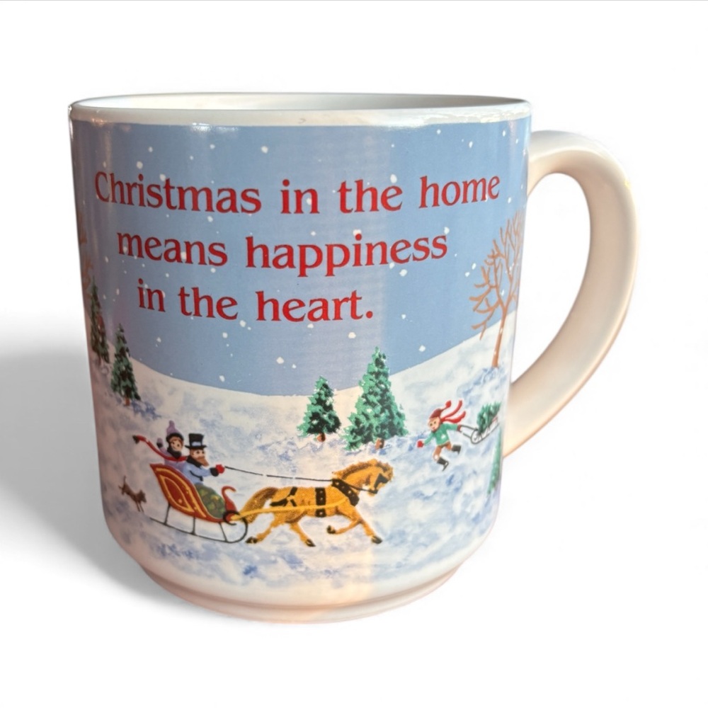 Carlton Cards Vintage Coffee Mug  “Christmas at Home” Stoneware